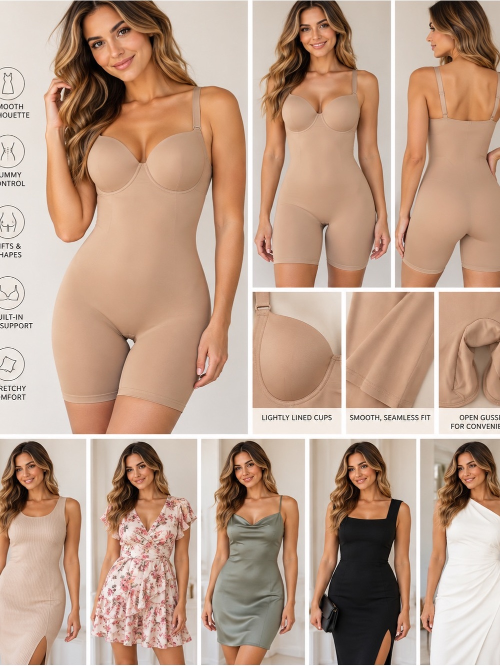 Marilyn Monroe Nude Seamless Shapewear Bodysuit